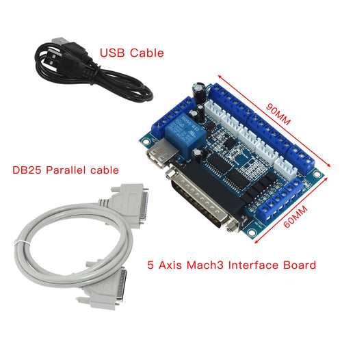 5 Achsen CNC MACH3 Breakout Board mit USB DB25 Kabel mit Optokoppler für Nema17 Nema23 Schrittmotor Treiber Controller