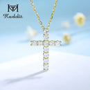 Kuololit 3.0mm Moissanite Cross Pendants For Women Solid 925 Sterling Silver Handset Luxury Necklace for Engagement Bridal Gifts