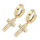 TOPGRILLZ Zirkonia Bling Iced Kreuz Ohrring Gold Silber Farbe Kupfer Material Ohrringe für Herren Damen Hip Hop Rock Schmuck