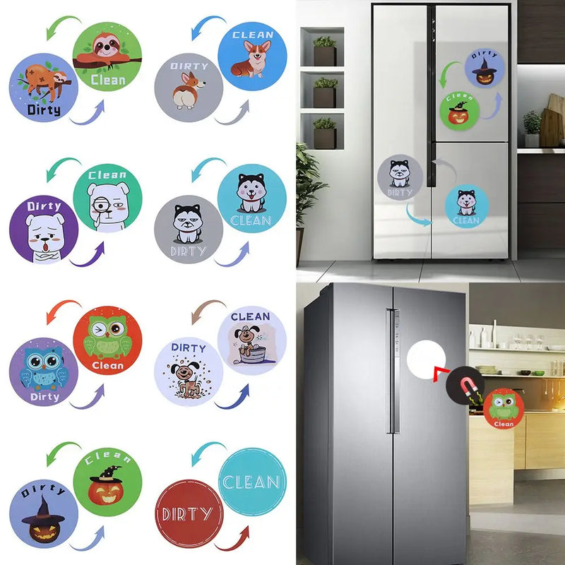 Funny Owl Double Sided Dog Clean Dirty Sign Fridge Magnets Home Decor Dishwasher Magnetic Sticker