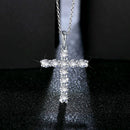 Attagems Handmade Cross Pendant Moissanite Solid Sterling 925 Silver Necklace For Women Luxury Jewelry for Engagement Christmas