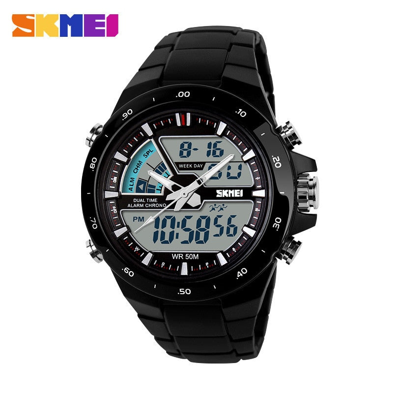 SKMEI 1016 Brand Sport Watch for Men 5Bar Waterproof Stopwatch Dual Display Wristwatches Men&