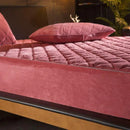 Crystal Velvet Bed Mattress Cover Fitted Sheet Protector Pad Bed Linens Quilted Warm Fleece Bed Cover Eu King 160x200cm