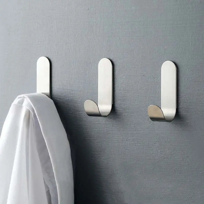 8pcs Powerful Self Adhesive Kitchen Bathroom Wall Door Stainless Steel Universal Holder Hanger Hooks for Hanging self-adhesive