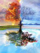 HUACAN Full Square 5D DIY Diamond Painting Sakura Tree Volcano Diamond Embroidery Landscape Cross Stitch Rhinestone Mosaic