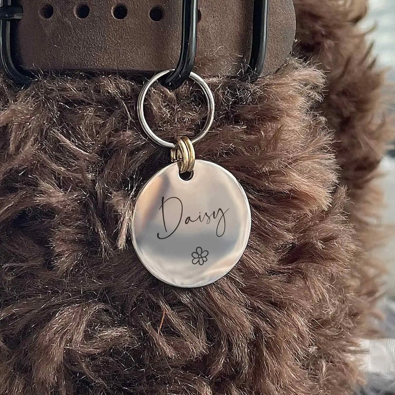 007 Cats Dog ID Tag Personalized Engraved for Small Puppy Pets Collar Name Accessories Simple Design 4 Lines of Custom Text