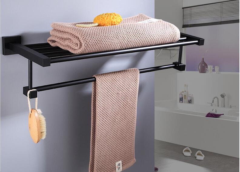 Bathroom Accessories Towel Rail Paper Holder,Towel Bar,Toilet Brush Holder,towel rack Black bathroom Hardware set Aluminum