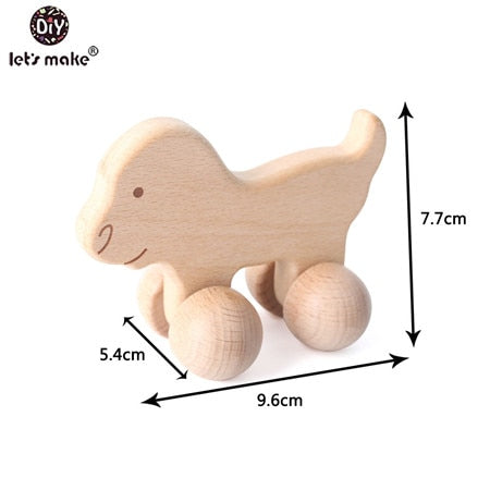 Let's Make Wooden Baby Toys 0 12 Month 1PC Toys For Babies Beech Car Hedgehog Elephant Educational Infants Developmental Newborn