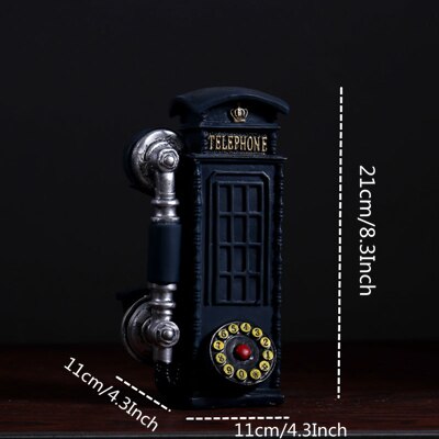 VILEAD 21cm Resin Telephone Booth Figurines Creative European Call Box Piggy Bank Decoration Hogar Handmade Crafts Vintage Gifts