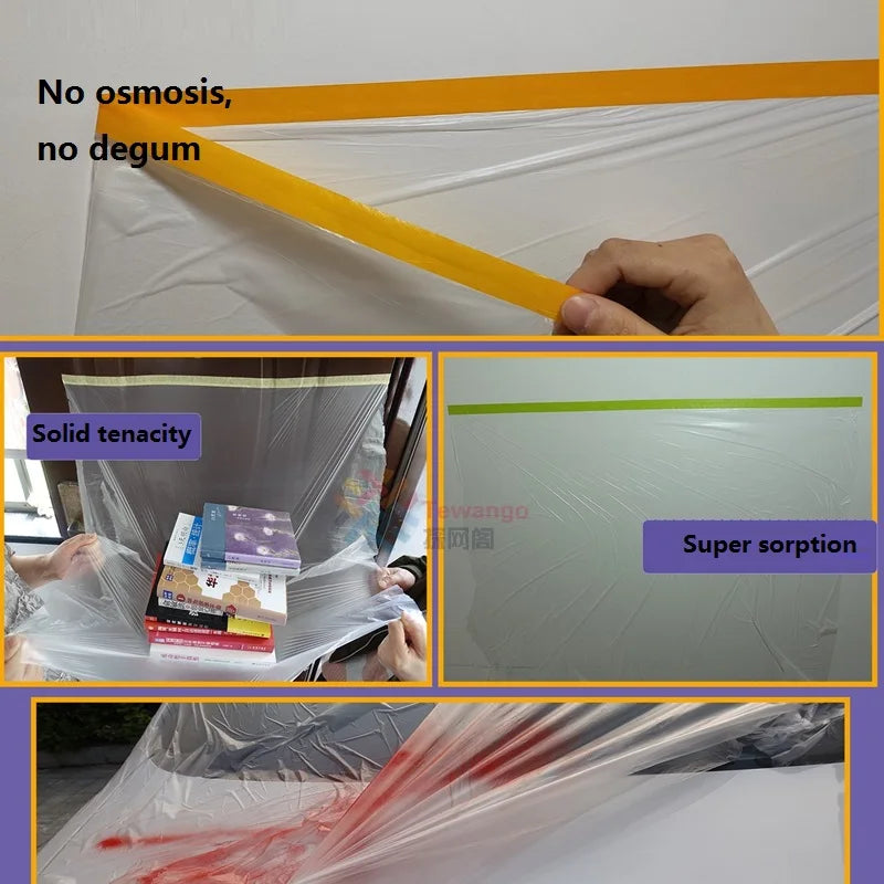 New Material Paint Protect Cover Spray Paint Masking Paper Plastic Kraft Paper Film Barrier Car Renovation Protective Tapes