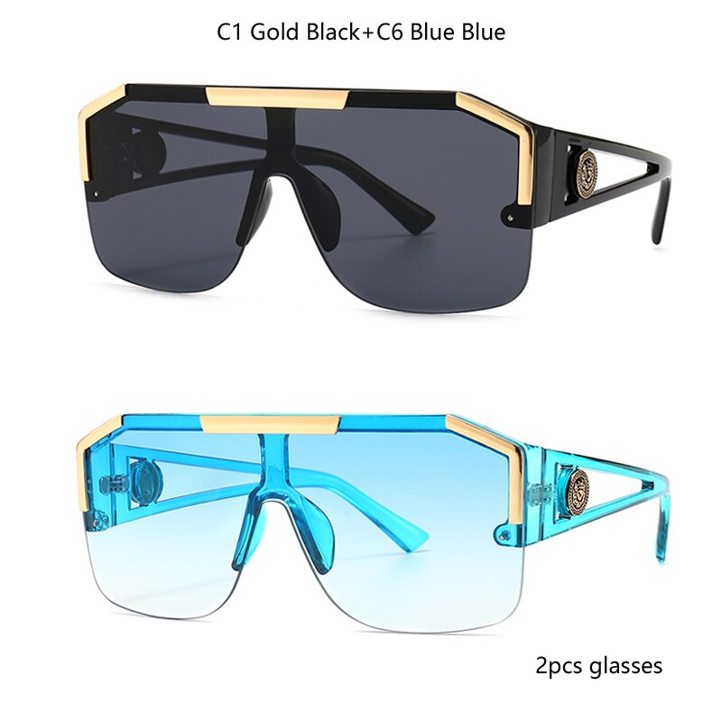 2021 New Fashion Oversized Square Sunglasses Men Retro Gradient Trendy Driving Brand Design Sun Glasses Wholesale Dropship UV400