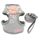 Hundegeschirr Leine Set Modisch Süß Floral Atmungsaktiv Verstellbares Katzengeschirr Weste für kleine mittlere Hunde Katzen Leinen Outdoor