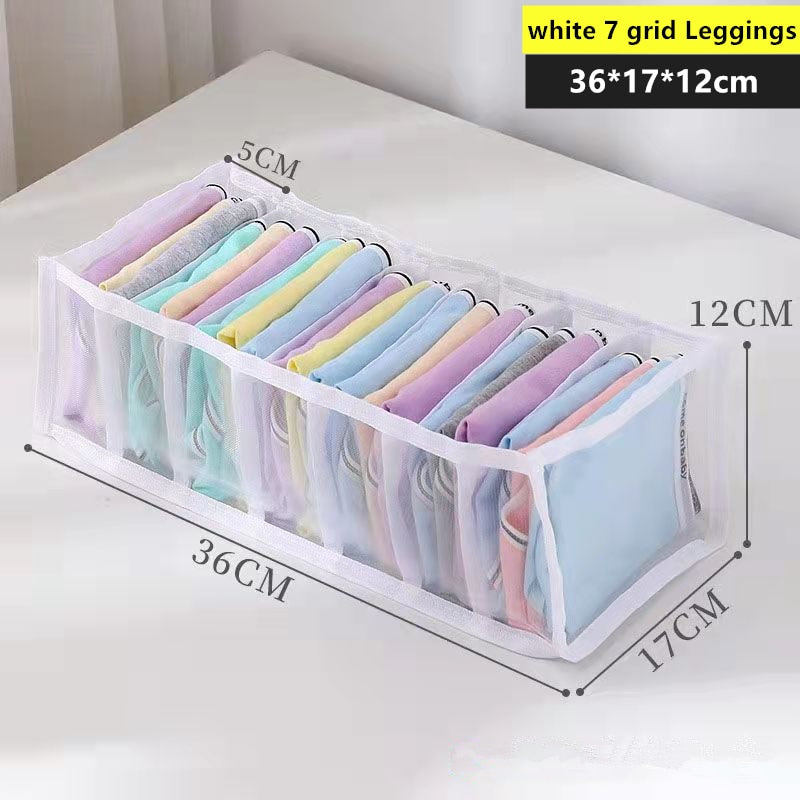 7 Grid Jeans Storage Box Closet Organizer Home Separation Bra Leggings Clothes Storage Case Drawer Wardrobe Divided Storage Bags