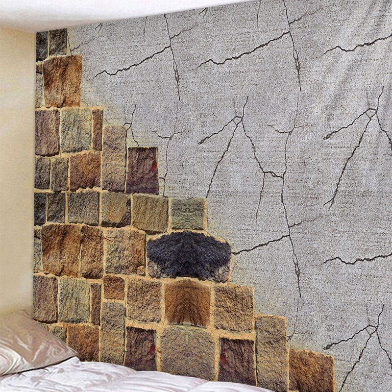 3D Stone Wall Hanging Decorative Tapestry 3D Painting Clothe Craft Background Decor Rectangular Tapestry Mat