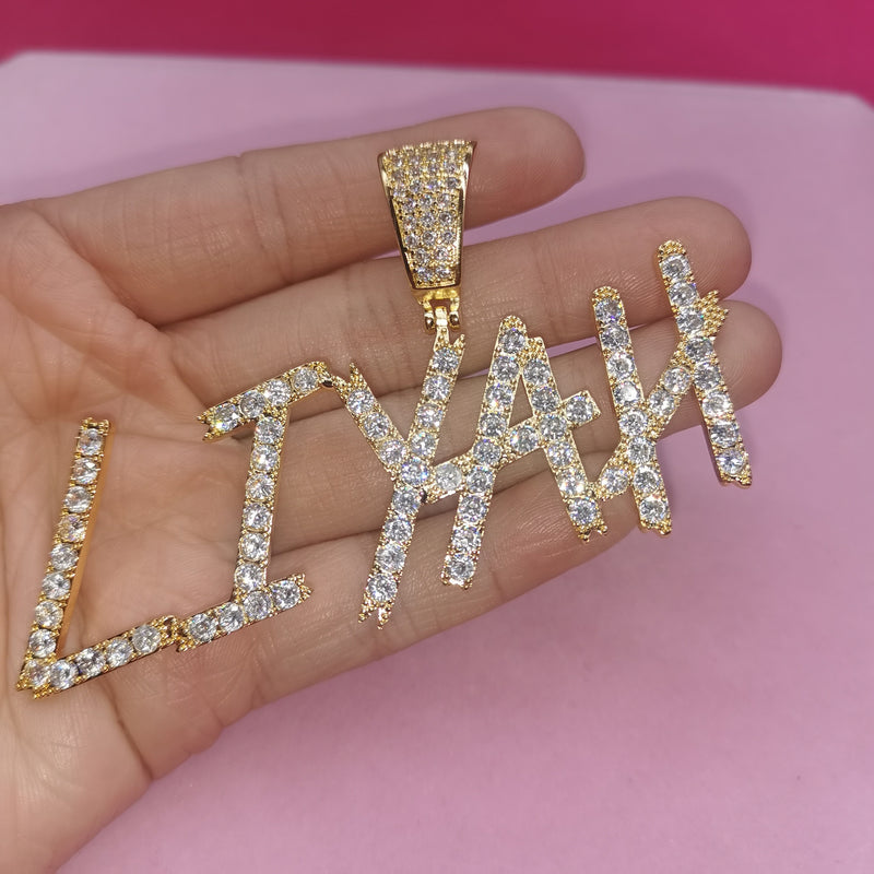 Custom Name Necklace  with 9MM Zircon Cuban Chain for Women Men Sharp Bubble Letter Pendant Hip Hop Jewelry