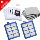 10 Staubsauger-Staubbeutel für S-Bag und 2 HEPA-Filter H12 + 4 Motorschutzfilter passend für Philips Electrolux Staubsauger