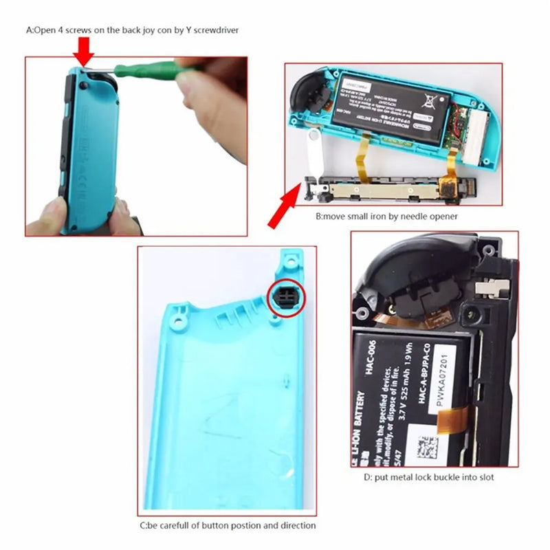 For Joy con Original Metal Lock Buckle for Nintend Switch NS NX JoyCon Replacement Repair Parts Joy-Con Loose Repair Buckle Lock