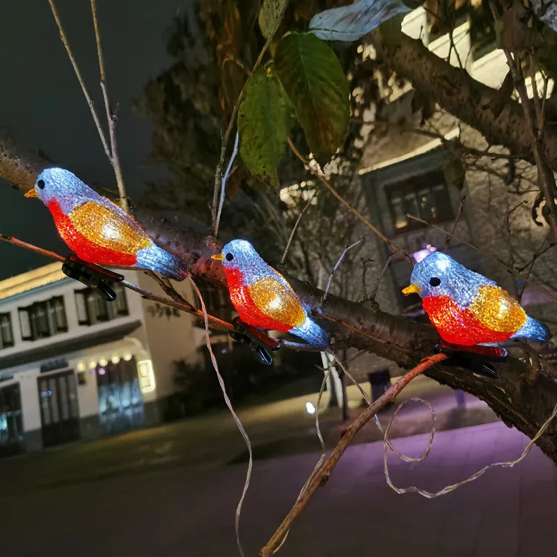 2.5m Acrylic Bird LED Solar String Lights Outdoor Waterproof Christmas Tree Decoration Lights for Garden Patio Holiday Lights