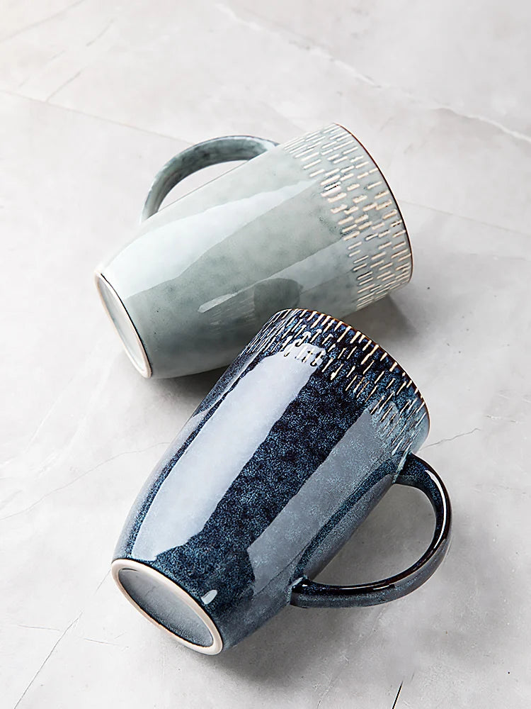 600ml Europe Retro Ceramic Mug With Spoon Coffee Creative Office Office Tea Drink Drinkware Couples Gift