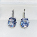 Huitan Chic Women's Drop Earrings Silver Color With Big CZ Stone Gorgeous Female Party Jewelry Anniversary Gift Earring for Girl