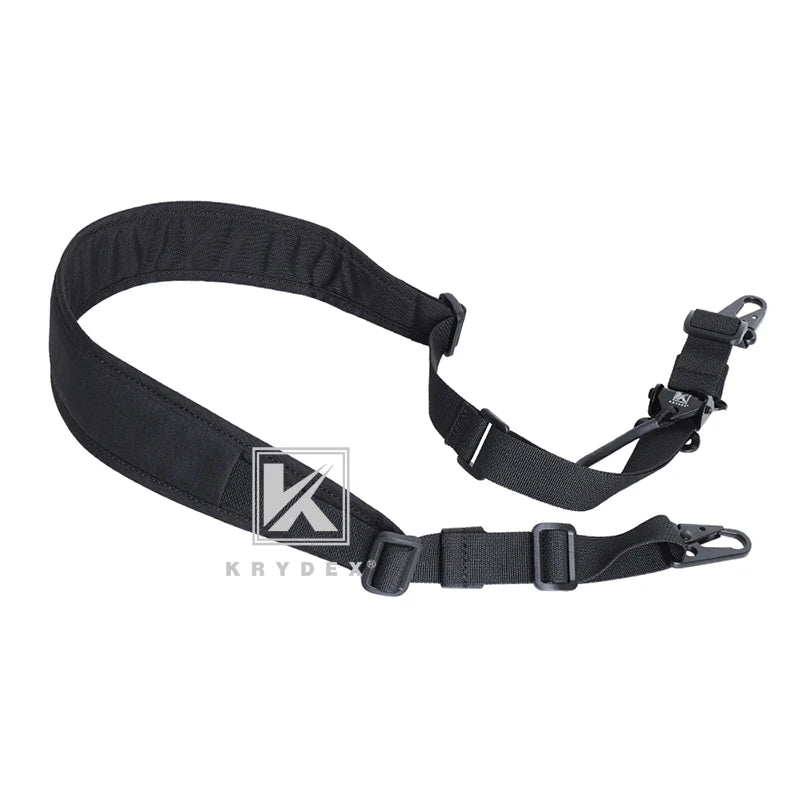 KRYDEX Tactical Rifle Sling Slingster Strap 2 Point / 1 Point 2.25" Modular Removable Padded For Combat Shooting Hunting Black