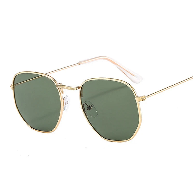Brand Designer Square Sunglasses man Fashion Mirror Retro Sun Glasses Male Vintage Shades Classic Metal Polygon Oculos De Sol