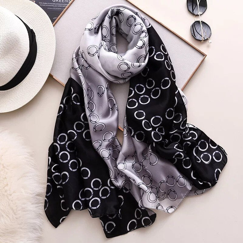 180*90cm Luxury Brand Spring Autumn New Silk Scarf Women Shawl Fashion Soft Poncho Chiffon Hijab Foulard Muffler Bandanna Pareo