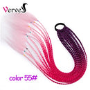 Synthetisches 60 cm Pferdeschwanz-Haarteil mit Gummiband, Haargummi, Chignon, Häkelzopf, Pferdeschwanz-Haarverlängerung, Pink, Regenbogen