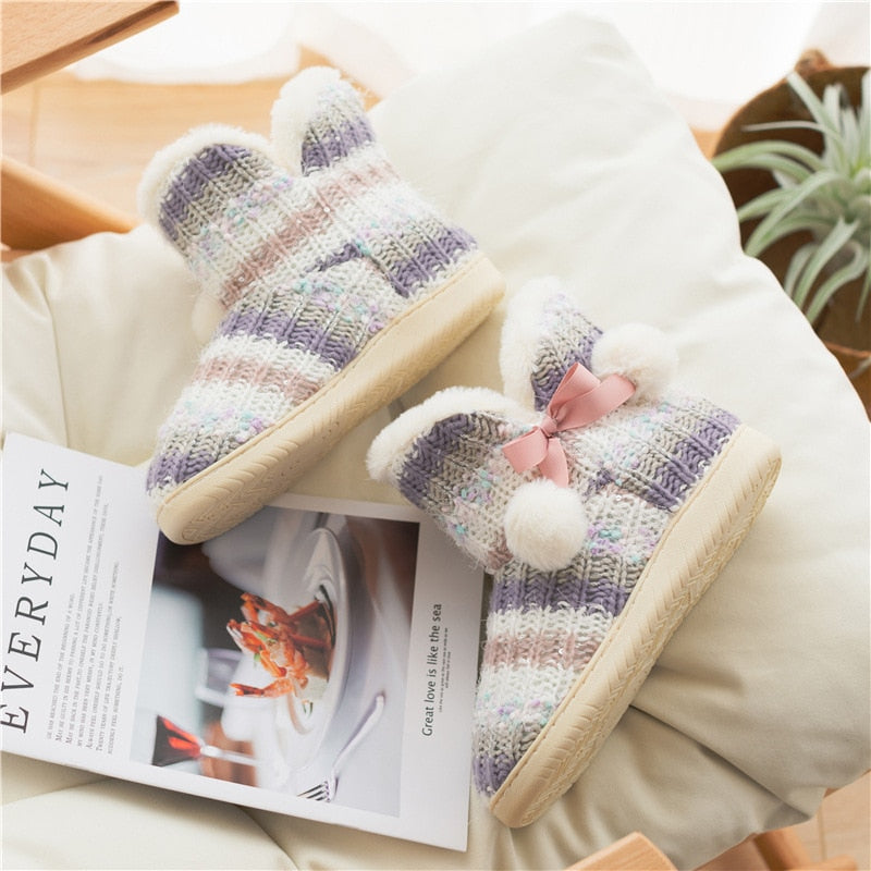 Women Household Slippers Winter Warm Plush Platform Shoes Female Casual Soft Non-slip Indoor Flat Cozy Home Slippers Woman