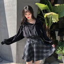Gothic Damenröcke Mode Herbst Winter Karierter Wollrock Weiblich Hohe Taille Schnürung Mini Dicker Warmer Mädchen Saia 2023