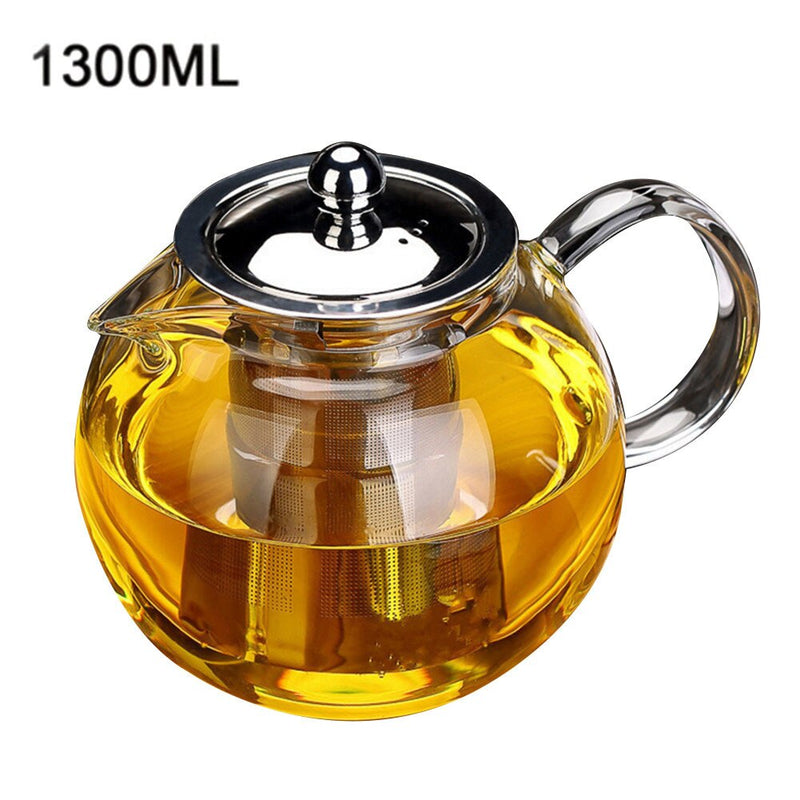 650ml 950ml 1300ml Heat Resistant Glass Teapot Induction Cooker Heat Resistant Glass Teapot with 304 Stainless Steel Strainer
