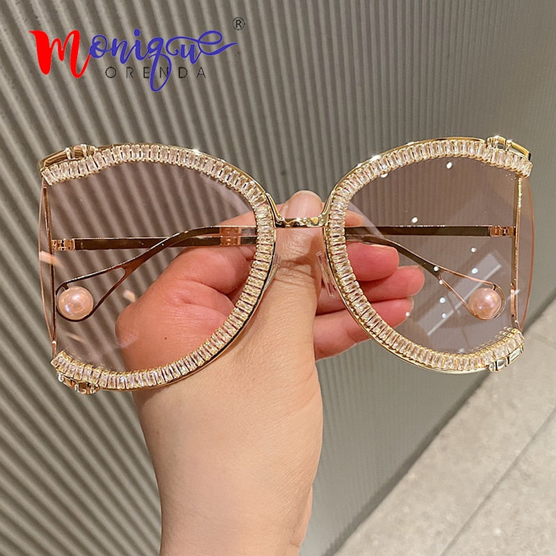 2021 Sunglasses Women Oversized CZ Diamond Designer Sun Glasses Ladies Luxury Glasses Shades for Women  Wholesale Bulk  Oculos