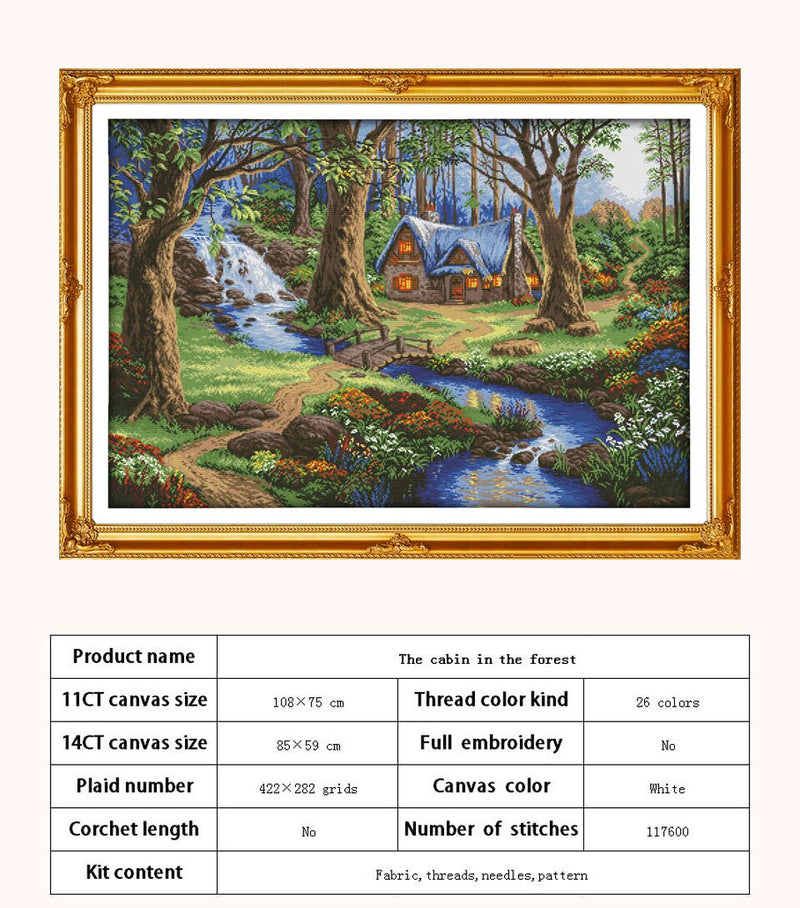 Leisurely Cabin House Scenery Patterns Counted 11CT 14CT Cross Stitch Sets DIY Cross-stitch Kit Embroidery Needlework Home Decor