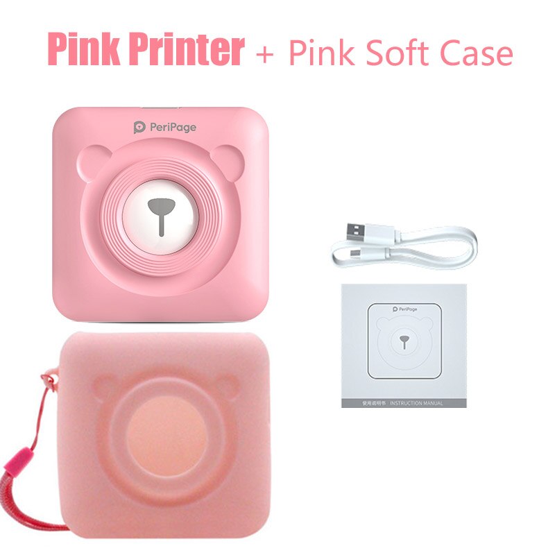 Peripage A6 MIni  Photo Printer Portable Thermal  Pocket  Printer Inkless 203dpi  Wireless Bluetooth PC IOS Android Soft Case