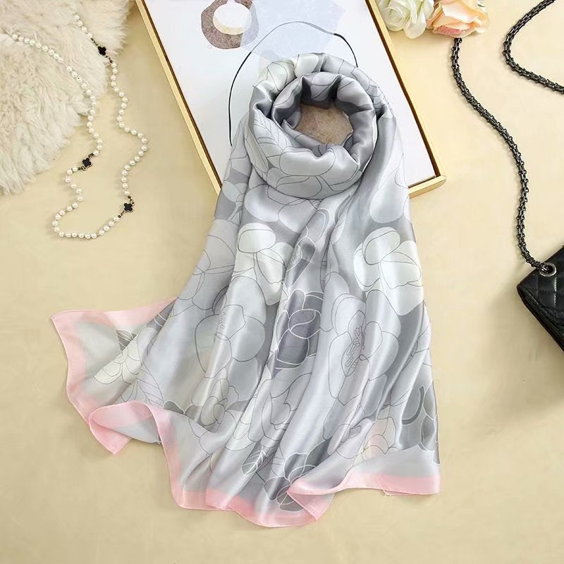 180*90cm Luxury Brand Spring Autumn New Silk Scarf Women Shawl Fashion Soft Poncho Chiffon Hijab Foulard Muffler Bandanna Pareo