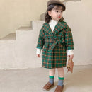 Baby Boy Girls Wool Jacket Long Double Breasted Warm Toddle Teen Lapel Tweed Coat Spring Fall Winter Baby Outwear Clothes 3-14Y