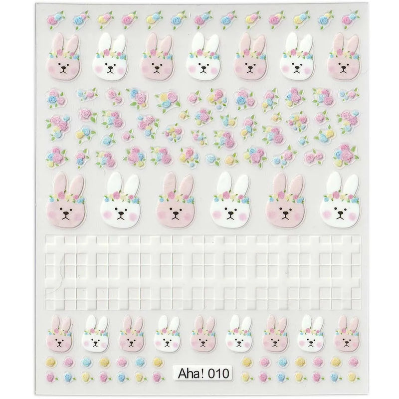 42Model Sticker Nail Decal 3D Adhesive Patch,Smile/Animal/Flower Nail Art Decorations Manicure Sticker Easter Day Design Decal-