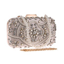 Women's Evening Clutch Bag Party Purse Luxury Wedding Clutches For Bridal Exquisite Crystal Ladies Handbag Apricot Silver Wallet