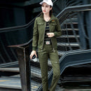 2022 Conjunto Feminino Women's Cotton Casual Spring Camouflage Army Green Two Piece Set 3XL 4XL 5XL Autumn Survetement Clothing