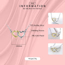 Modian New Authentic 100% 925 Sterling Silver Ring & Stud Earrings Fashion Double Hearts Gold White Color Wedding Jewelry Set
