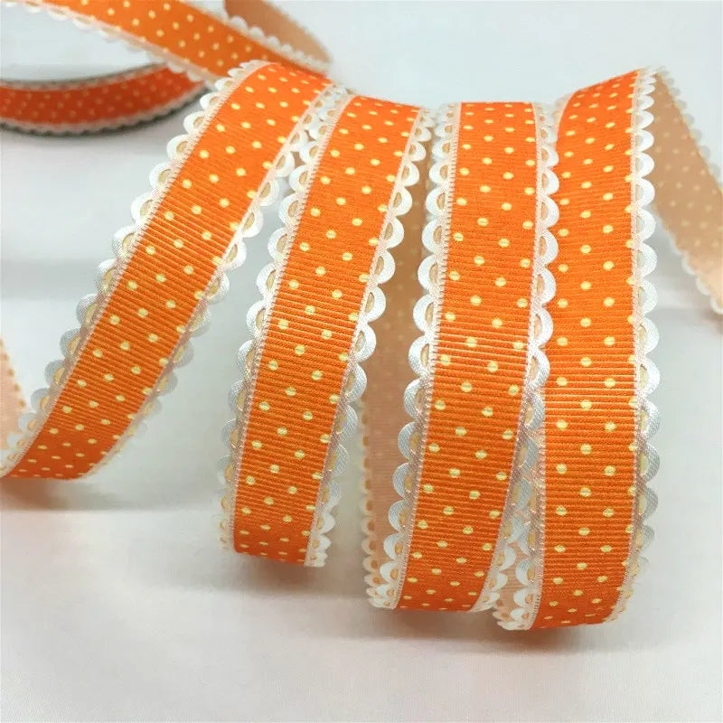 2cm 5Yards Dots Printed Embossed Ribbon For Handwork DIY Craft Bows Scrapbook Easter Wedding Christmas Deco Gift Floral Packing