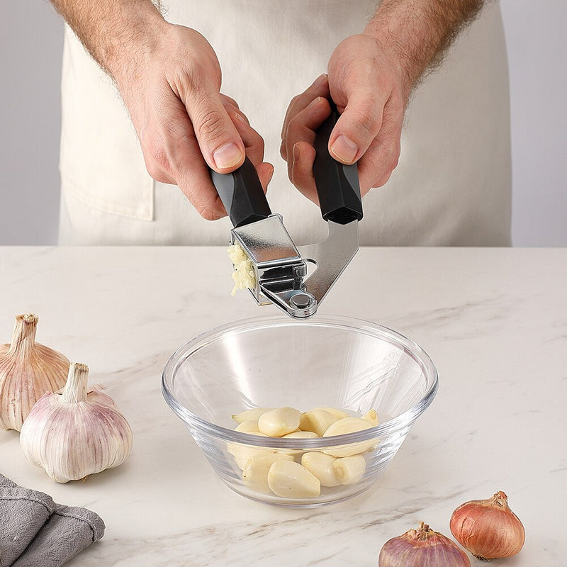 Seacreating 2PC SET Good Grips No-Slip Handled Garlic Press Garlic Crusher for Nuts & Seeds Garlic Mincer & Ginger Press