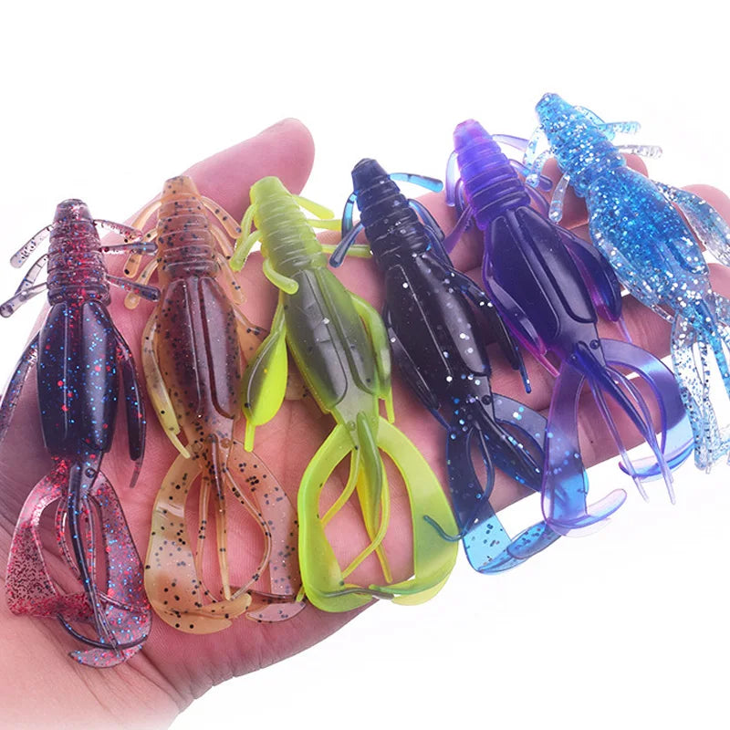 2PCS Shrimp Shaped Silicone Soft Bait 10cm 10.5g Crankbait Fishing Lure Jig Wobblers Perch Artificial Crazy Flapper Swingbaits