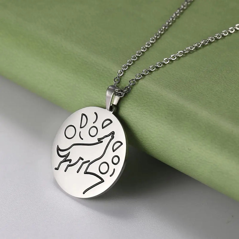 Skyrim Lone Howl Wolf Animal Pendant Necklace Men Women Amulet Stainless Steel Gold Color Adjustable Chain Necklaces Jewelry