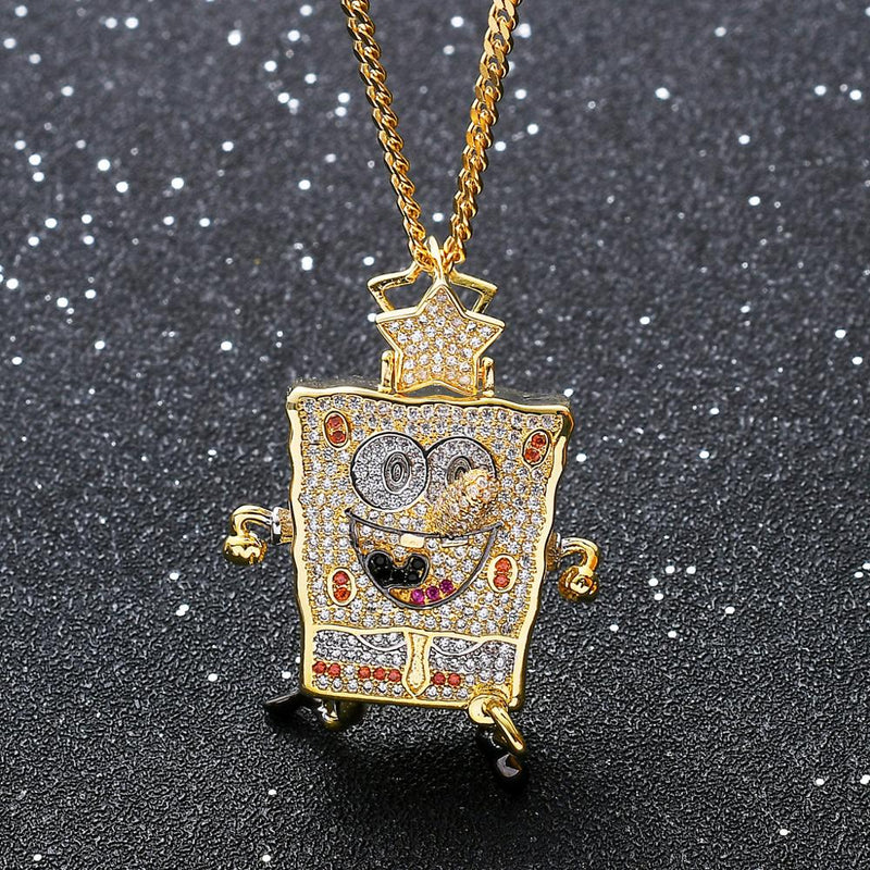 Iced Out Cartoon Characters Pendant Necklace For Men Women Gifts AAA Zircon Necklace Rapper Hip Hop Jewelry