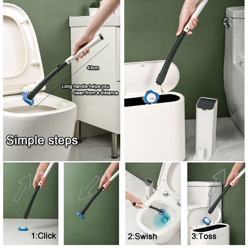 Disposable Bathroom Toilet Brush Cleaner With Long Handle No Dead Corner Cleaning Brush Replacement Brush Head And Plunger Set