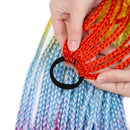 Synthetisches 60 cm Pferdeschwanz-Haarteil mit Gummiband, Haargummi, Chignon, Häkelzopf, Pferdeschwanz-Haarverlängerung, Pink, Regenbogen