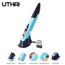 UTHAI Neu 2.4G Kabellose Maus Stift Persönlichkeit Kreativer vertikaler stiftförmiger Stylus Batterie Maus Geeignet für PC und Laptop Mäuse