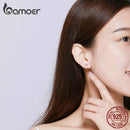 bamoer 925 Sterling Silver small Ball Sleeping Stud Earrings for Women Original Design Fine Jewelry Bijoux Brincos SCE581