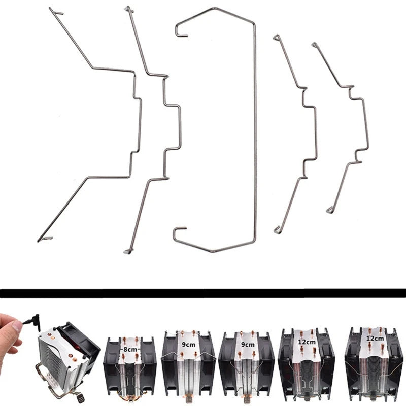 2 PCS Dissipate Heat Clip Clamp Computer CPU Cooling Fan Clips Stainless Steel Wire Fastener Buckle Bracket